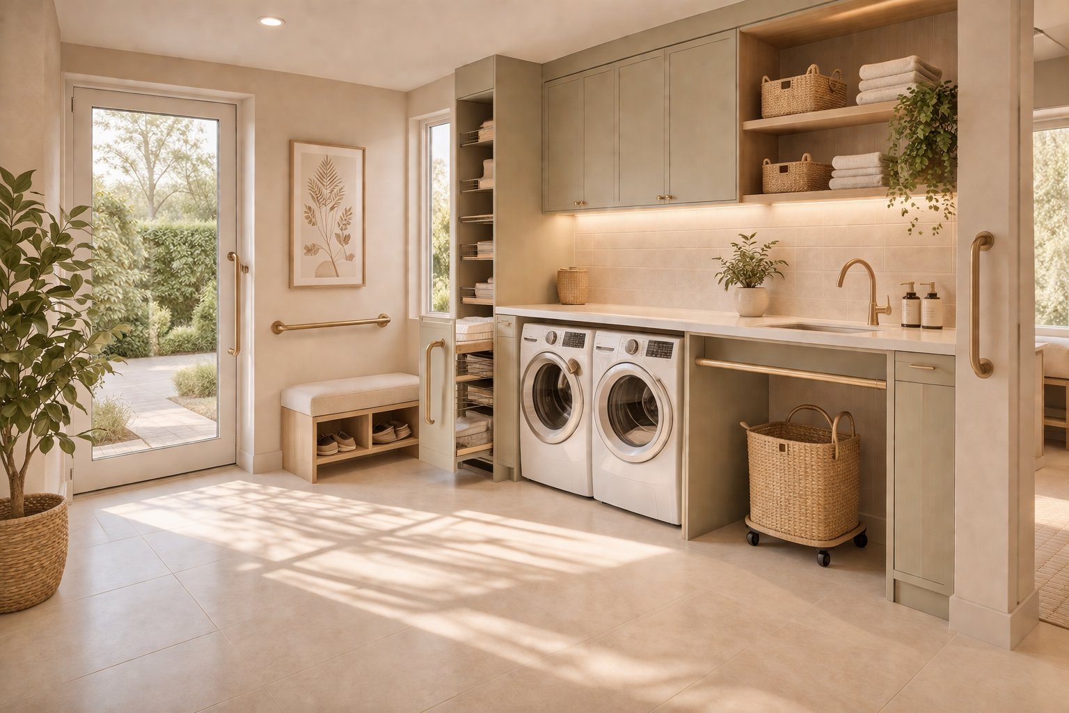 Beautifully designed accessible laundry and home space